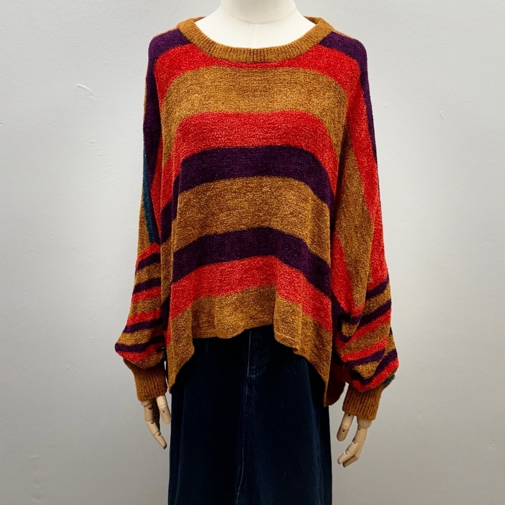 Free People Colorful Striped Sweater Size S Viscose Nylon Relaxed Fit